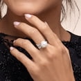 thumbnail image 2 of 925 Sterling Silver Ring Leaf Shaped With Fresh Water Pearl, Textured, Vintage Look Stylish Hypoallergenic, Nickel and Lead-free, Artisan Handcrafted Designer Collection Made in Israel (Size 5-11), 2 of 9