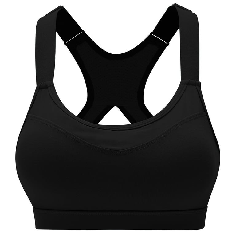 High Stretch Breathable Sports Bra Top Adjustable Spaghetti Straps Fitness  Women Sport Bra For Running Yoga Gym Bra Black M 