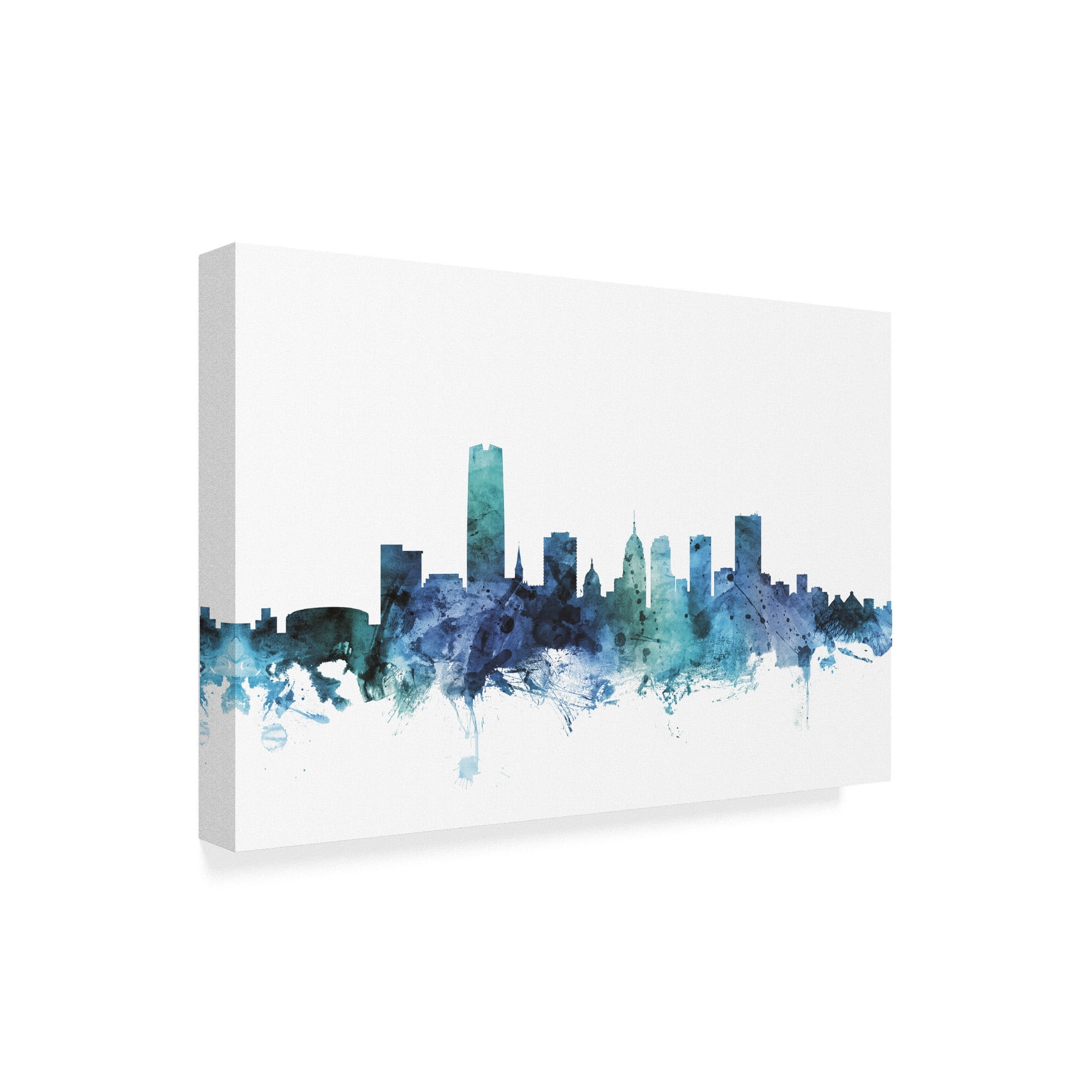 Trademark Fine Art 'Oklahoma City Blue Teal Skyline' Canvas Art by Michael Tompsett