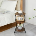 thumbnail image 5 of Vintage Small Round Side Table, 3-Tier Slim Waist Circular End Table with Storage Shelf, Compact Tea Sofa Table, Round Corner Coffee Table Nightstand for Living Room Bedroom Small Spaces,Rustic Brown, 5 of 5