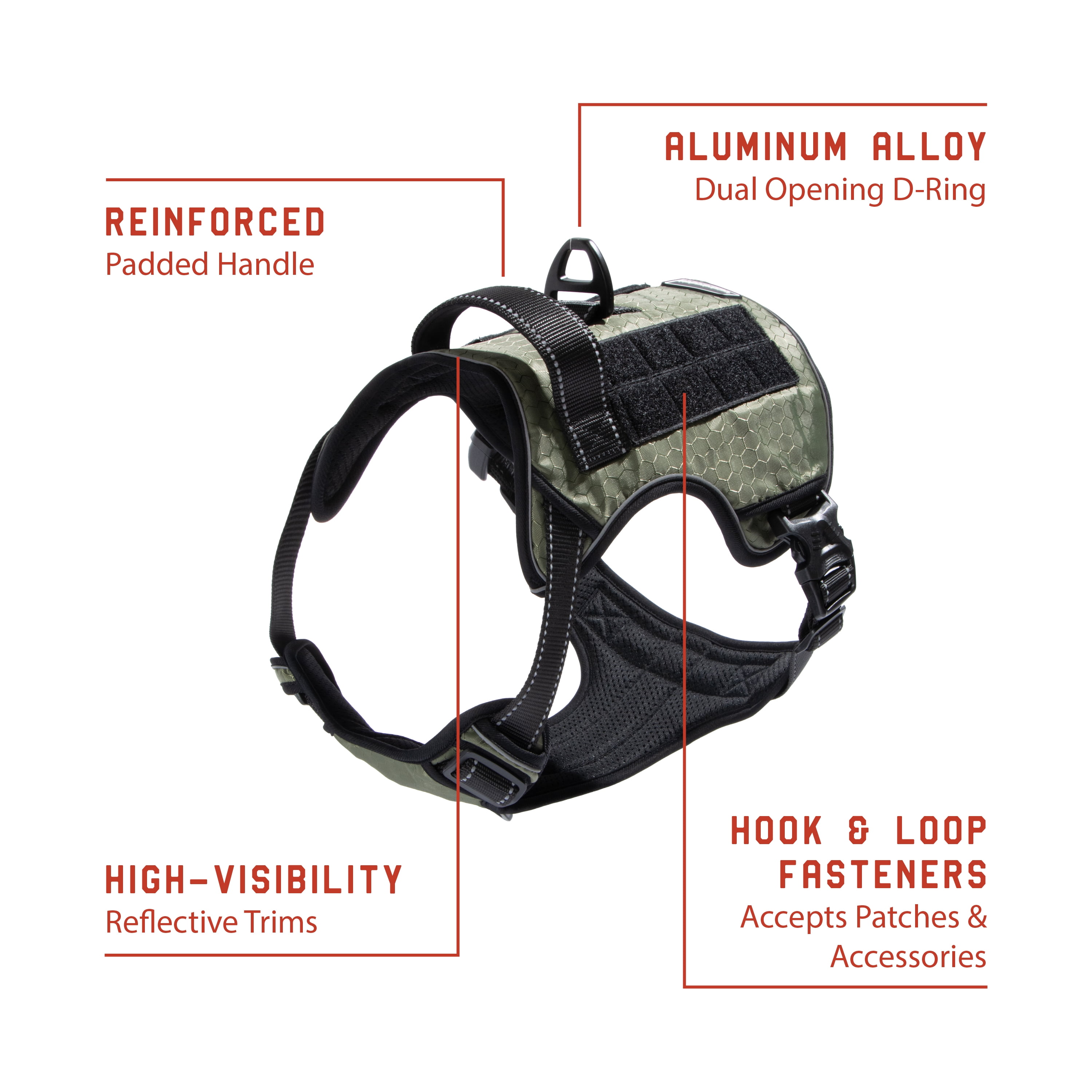 Mammoth Reflective Utility Dog Waking Harness, Green, Large