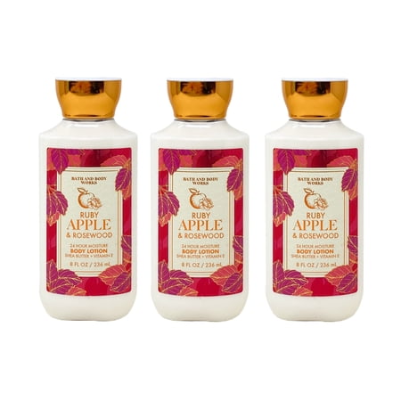 Bath and Body Works Ruby Apple & Rosewood 3 Piece 24 Hour Moisture Body Lotion Set - 8 fl oz / 236 mL each
