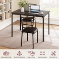 thumbnail image 2 of Dining Table Set for 4, Rectangle Kitchen Dining Table with 4 Upholstered Chairs for Small Space, Apartment, Home Office, Black, 2 of 7