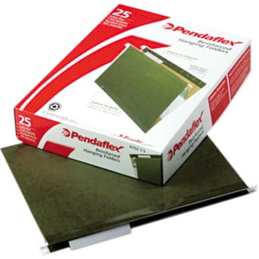 Pendaflex Reinforced Hanging File Folders, 1/3 Cut Tabs, Letter Size, Green, Pack of 25