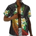 thumbnail image 2 of Uorisanigo Polynesian Hibiscus Matching Couple Outfits Men's Button Down Shirt Plus Size Lummer Beach Shirts and Womens Sleeveless Dress Flowy Hawaiian Vacation Sundress, 2 of 7