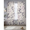 thumbnail image 2 of Purple Pink Botanical Sheer Curtains 96 Inch Length 2 Panels Set Window Treatments, Rustic Country Spring Floral Summer Leaf Rod Pocket Semi Curtains for Living Room/Bedroom/Kitchen, 104"W x 96"L, 2 of 7
