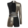 thumbnail image 4 of Haitryli Latin Dance Leotard for Women One Piece Sequin Metallic Rompers Gymnastics Bodysuit Gold S, 4 of 7