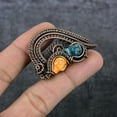 thumbnail image 3 of Natural Mosaic Jasper Gemstone Copper Wire Wrap Gift Jewelry Pendant 1.97", 3 of 4