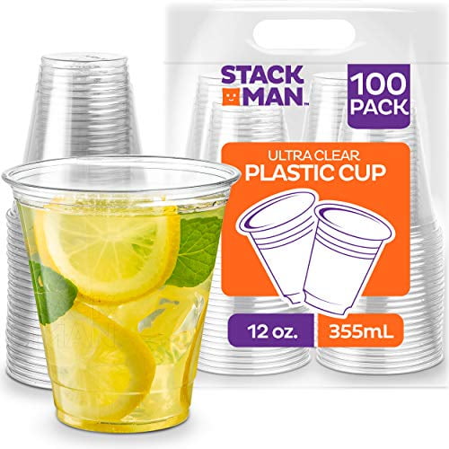 100 Pack - 12 oz. Crystal Clear PET Plastic Cups 