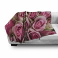thumbnail image 3 of Rose Soft Flannel Fleece Throw Blanket, Blooming Fresh Pink Roses Bridal Bouquet Romance Sweetheart Valentine, Cozy Plush for Indoor and Outdoor Use, 60" x 80", Pink Pale Green, by Ambesonne, 3 of 6