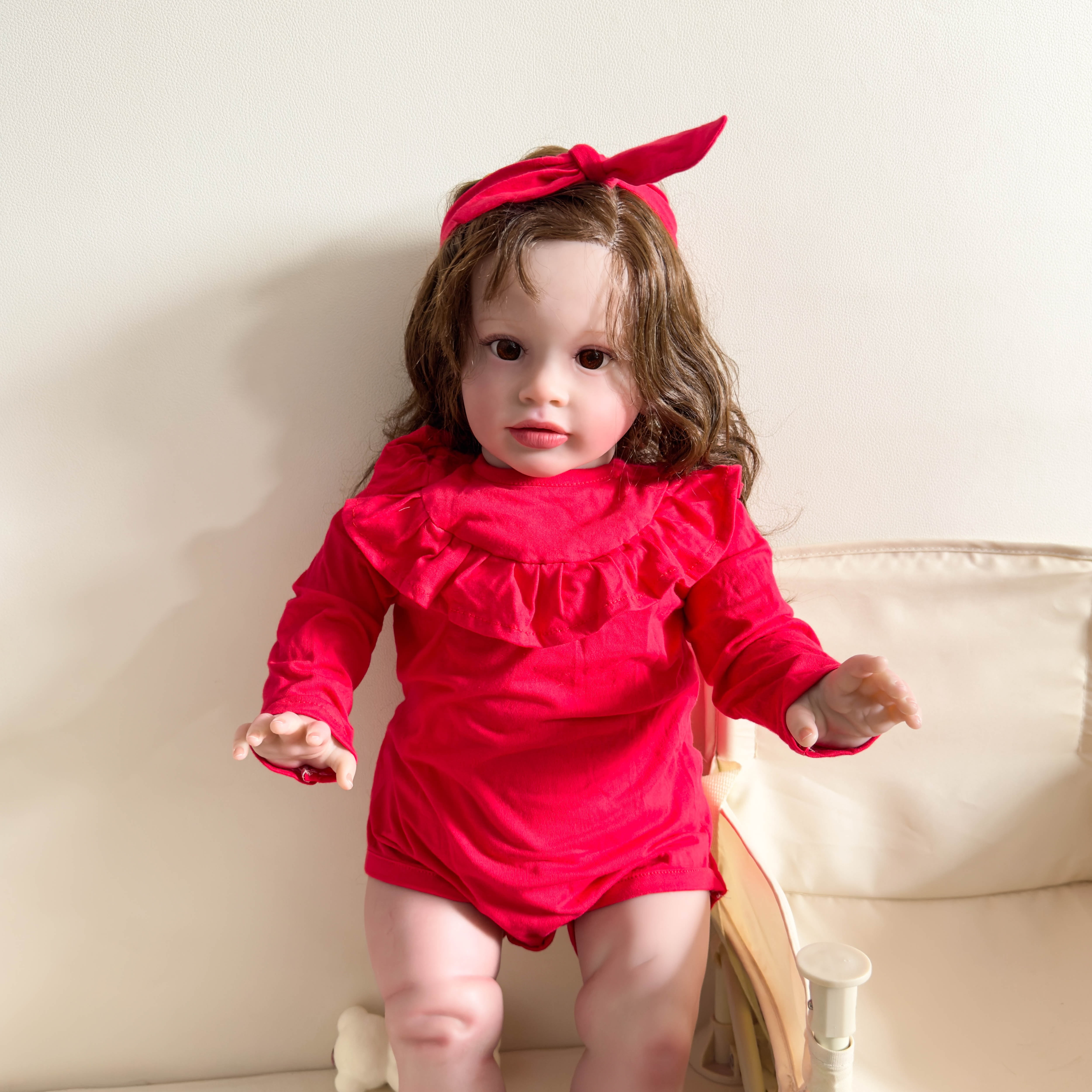 iCradle Lifelike Reborn Baby Dolls Girl - 26 inch Realistic Toddler Girl Brown Eyes Real Life Standing Bebe Toy Xmas Birthday Gift for Kids 3+