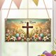 thumbnail image 4 of Decoraciones de Pascua, adornos de Pascua, regalos de Pascua, cuadrados de madera, decoración colgante con flores soleadas y temas brillantes para la decoración del hogar, tablero colgante de madera., 4 of 6