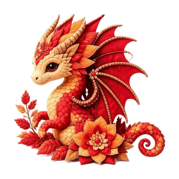 Dragon Sprite DIY Patchwork Sewing Kit, Fantasy Plush Craft Set with Pre-Cut Fabric Pieces, No-Sew Snap-Together Design & Step-by-Step Guide for Beginners, Teens and Adults