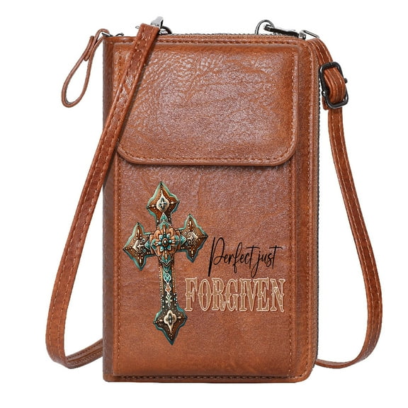 OIDERY Women’s RFID Clutch Purse Customized Phone Bags Forgiven Contrasting Background Decorative Cross Graduation Student Suitable for Daily Gifting