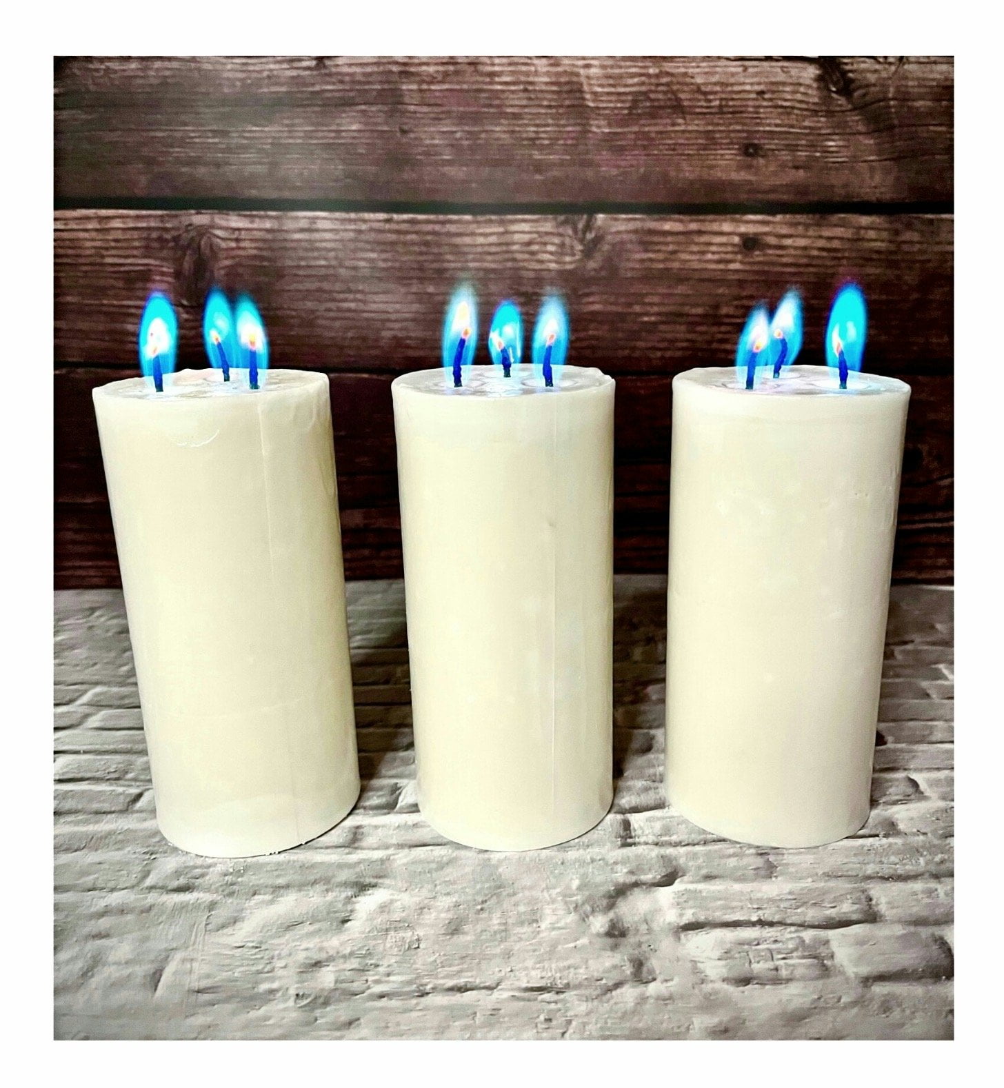 Color Mode Real BLUE Flame Pillar Candle Set of 3 Zen Blue Not an
