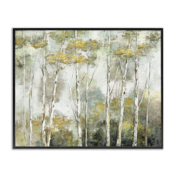 Stupell Industries Rustic Lodge Summer Forest Birch Trees Impressionist Nature Black Framed Giclee Art, 14 x 11, by Nan
