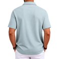 thumbnail image 6 of WULMLEO Mens Polo Shirts 2 Buttons Cotton Short Sleeve Tops Golf Collared Basic Tshirts Breathable Soft Classic Tees Cyan Polyester, 6 of 6