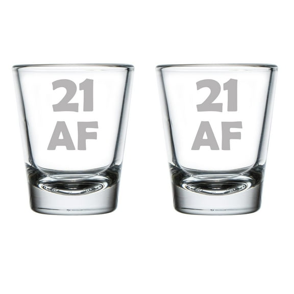 Set of 2 Shot Glasses 1.75oz Shot Glass 21 AF 21st Birthday Funny