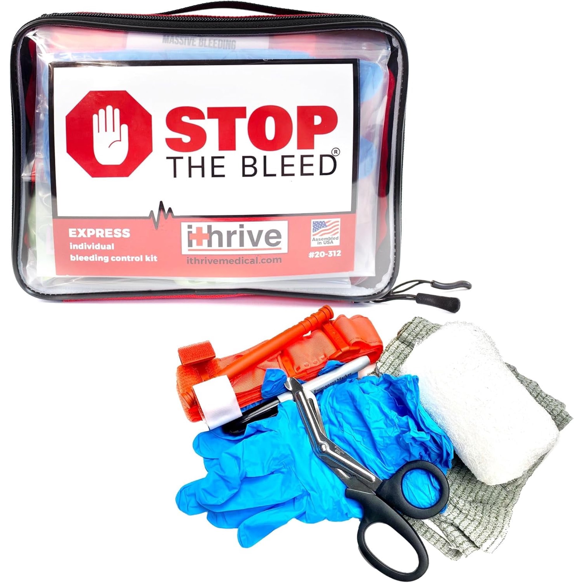 iThrive Express Bleeding Control Kit Patent Pending Easy-to-Use Emergency First Aid Kit