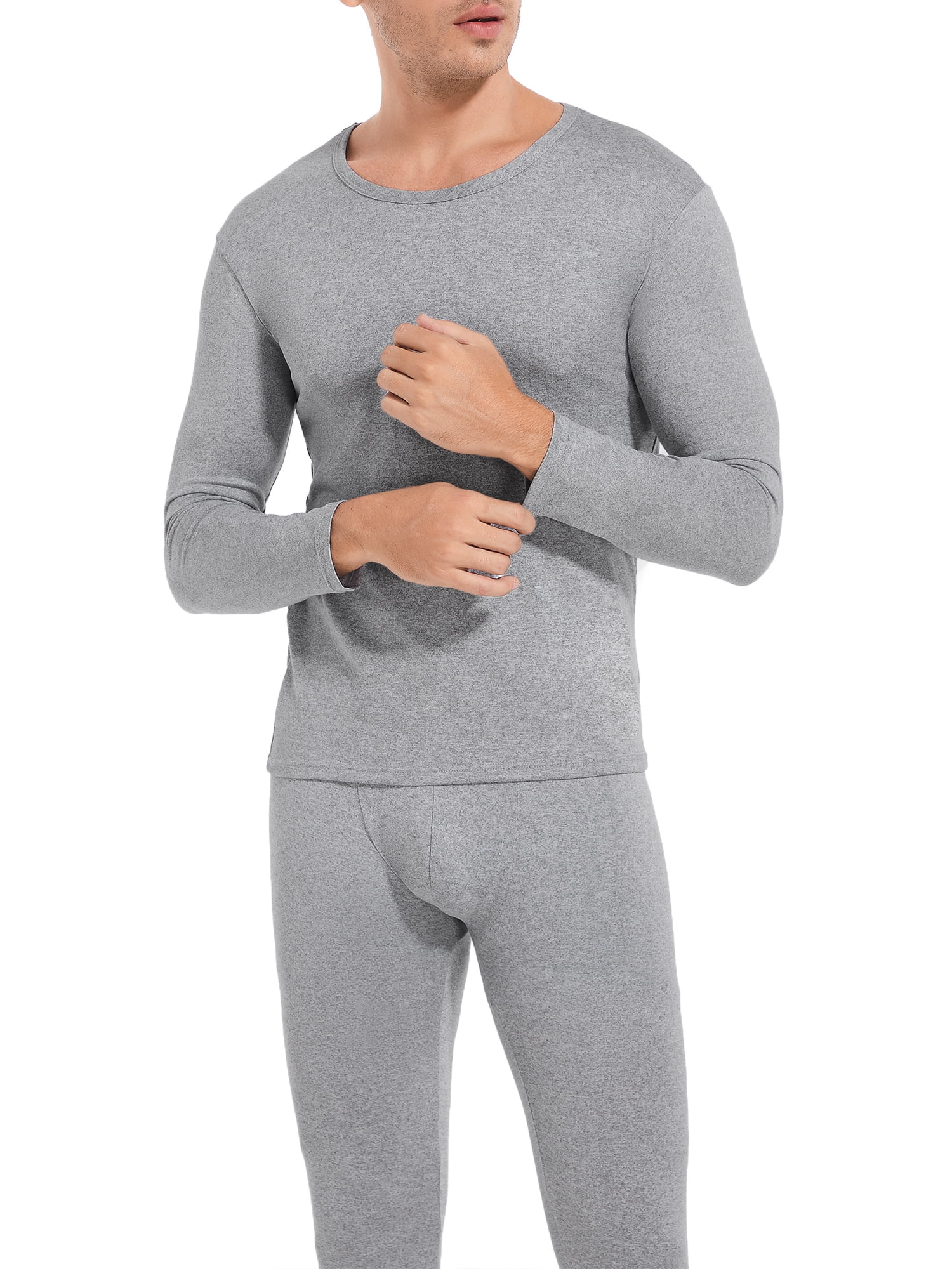 ANYFIT WEAR Men's Thermal Underwear Long Johns Set Fleece Lined Base Layer  Warm Top&Bottom for Cold Weather Gray S 