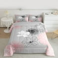 thumbnail image 2 of jejeloiu Pink Gray Flower Bedding Comforter Set,Boho Bohemian Floral Twin Comforter Sets,Japanese Exotic Style Bedding Set For Girls Kids,Luxury Bedroom Decor Reversible,2-Piece, 2 of 8