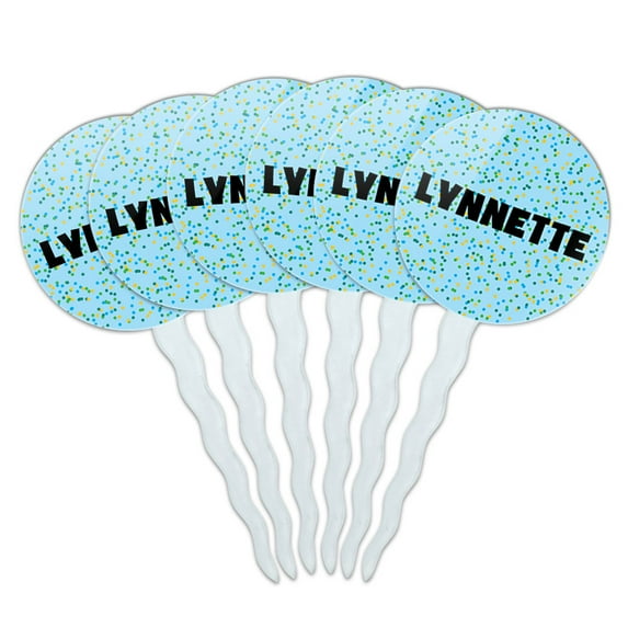 Lynnette Cupcake Picks Toppers - Set of 6 - Blue Speckles