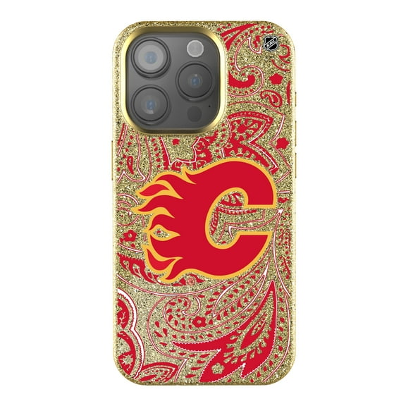 Keyscaper Gold Calgary Flames Paisley Bling iPhone Case