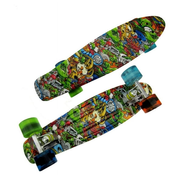 22 Inch 4-Wheel Skateboard Single-Warp Mini Cruiser And Longboard Fish Board For Kids    Adult Gift Penny Style Board