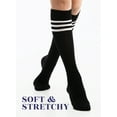 thumbnail image 3 of HUGH UGOLI Women Cotton Knee High Socks with 3 Stripes, Long Dress School Uniform Socks for Girls, Boot Socks, Shoe Size 8-11, Black, 4 Pairs, 3 of 5