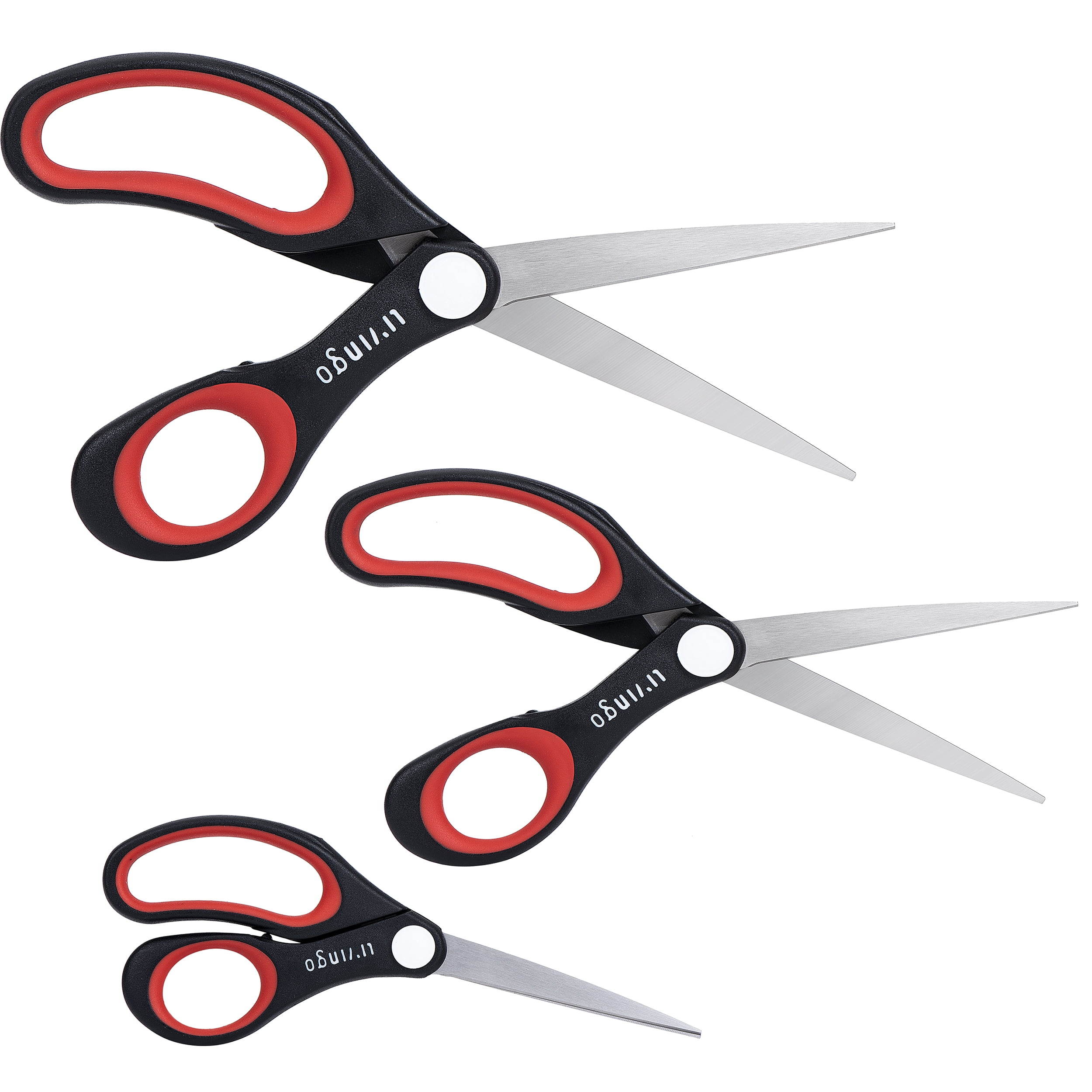 LIVINGO 4-Piece Scissors Set for Home, Office, Kitchen and Crafting, Stainless Steel Blades, Comfort Grip Handles