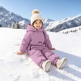 thumbnail image 5 of ATOGUTA Boys Snowsuit Winter Clothes Suit Hooded Jumpsuit Romper Warm Fleece Coat Outwear Overcoat Purple, 5 of 8