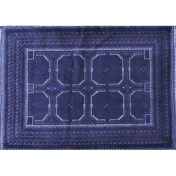 Ahgly Company Machine Washable Indoor Rectangle Persian Blue Traditional Area Rugs, 2' x 4'
