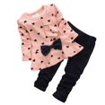 thumbnail image 3 of Mfakffe Girls 2‑Piece Outfit Set Long Sleeve Heart Print Ruffle Tunic Top & Solid Pants Fashion Casual Winter Daily Clothing, 3 of 4