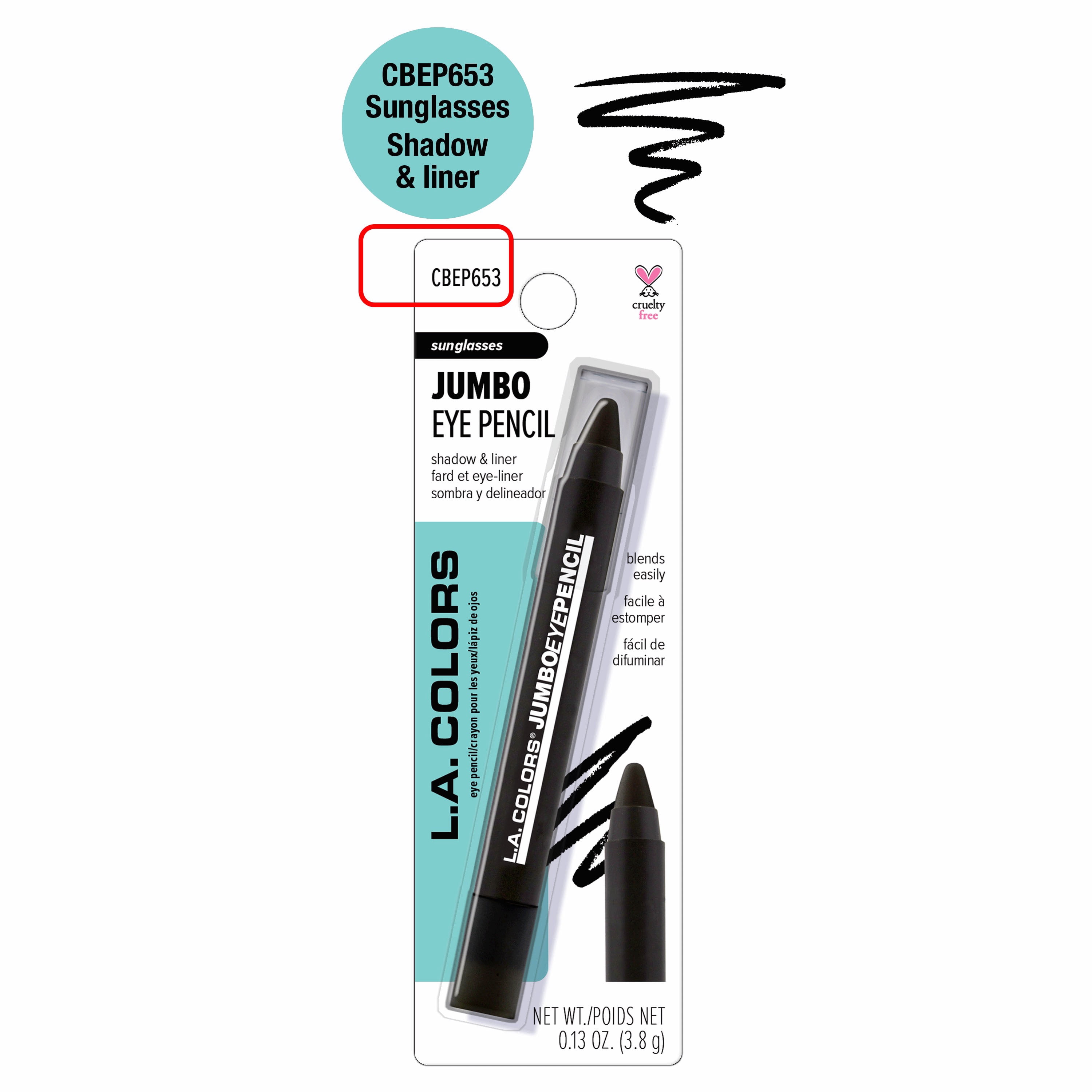 L.A. COLORS Long Wearing, ultra-pigmented Jumbo Eye Pencil, Black, 0.13 oz