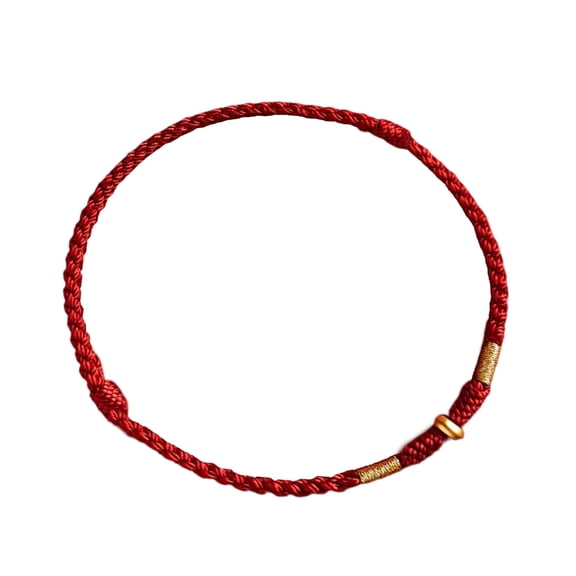 Necvior Elegant Red Rope Bracelet with Golden Bead Hand-Woven Good Luck Bangle Accessory