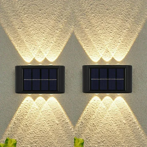 PURELY- 2Pack Solar Wall Lights 6 Led Outdoor Garden Pathway Stairs Step Fence Deck Lamp