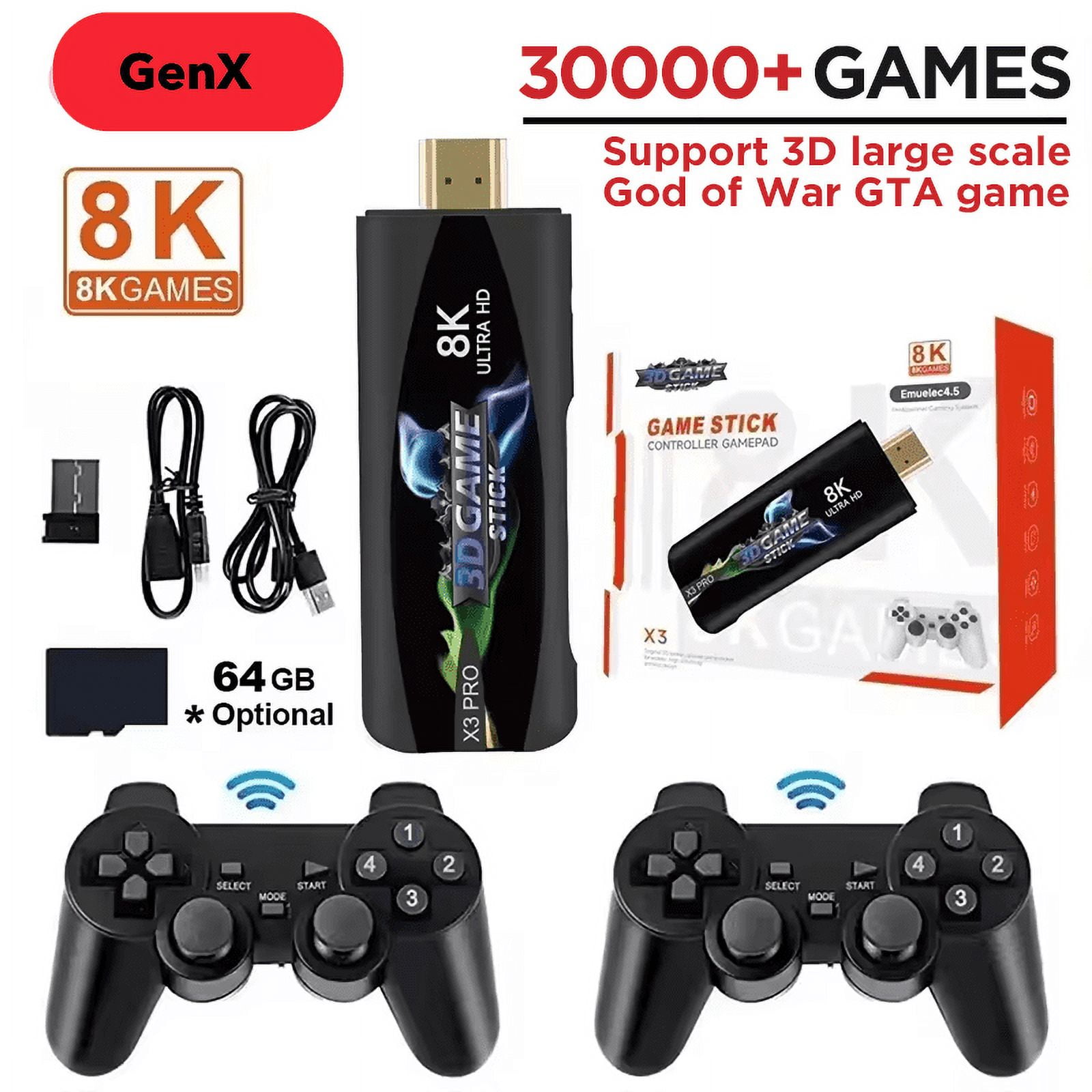 プレステ3、WiiU2台、PC X3 Plus TV Game Stick, 8K Ultra HD, 2.4G Wireless, Antiskid
