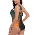 thumbnail image 4 of Pofeuu Sunset Prairie Meditating Horse Print Women's One Piece Swimsuits One Shoulder Swimwear Asymmetric Ruffle Monokinis Bathing Suits-Large, 4 of 6