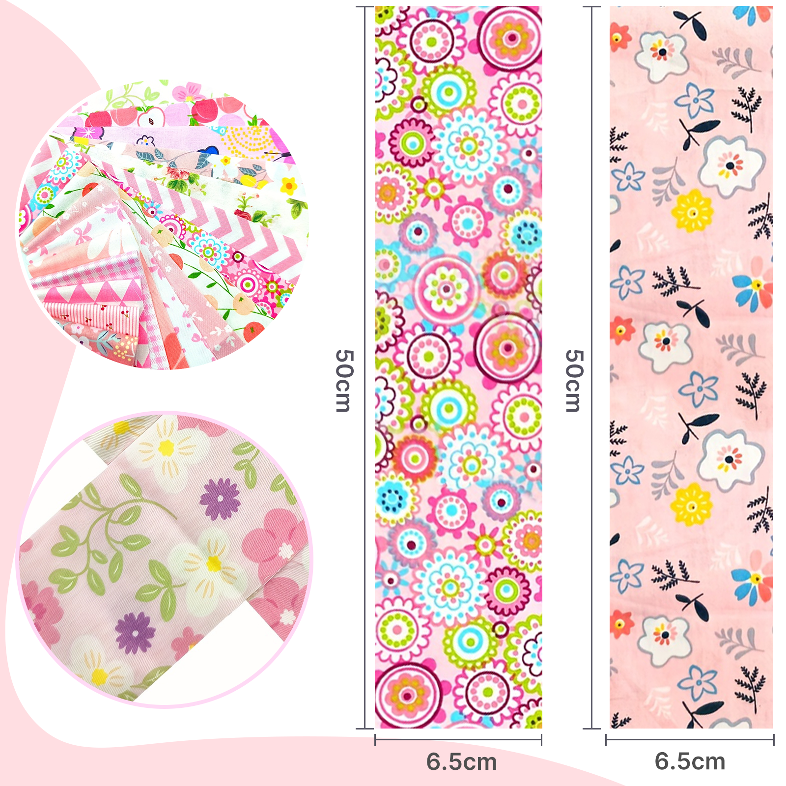 80 Pcs Jelly Roll Fabric Strips for Quilting Sewing-2.6 Inch Precut Cotton Floral Fabric Strips Bundles, Perfect Quilting Fabric for Sewing,DIY Sewing Supplies Pink