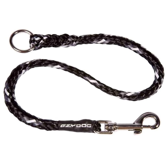 EzyDog Standard 24-Inch Rope Dog Leash Extension - Reflective Trim for Nighttime Safety - Add 2 for Walking 2 Dogs Tangle Free with Our Cujo Leashes (24â€, Black)