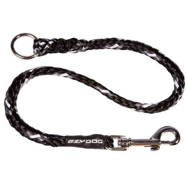EzyDog Standard 24-Inch Rope Dog Leash Extension - Reflective Trim for Nighttime Safety - Add 2 for Walking 2 Dogs Tangle Free with Our Cujo Leashes (24â€, Black)