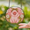 thumbnail image 2 of Lotusprinthandmade Cute Pig Lovers Stained Glass Suncatcher for Window Hanging Cir6in, pig animal stained glass decor, pig lovers glass art, 2 of 4