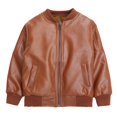thumbnail image 4 of KAUOD Boys Leather Waterproof Jackets Fleece Lined Zip up Winter Rain Coats Kids Toddler Padded Warm Lightweight Outwear, 4 of 4