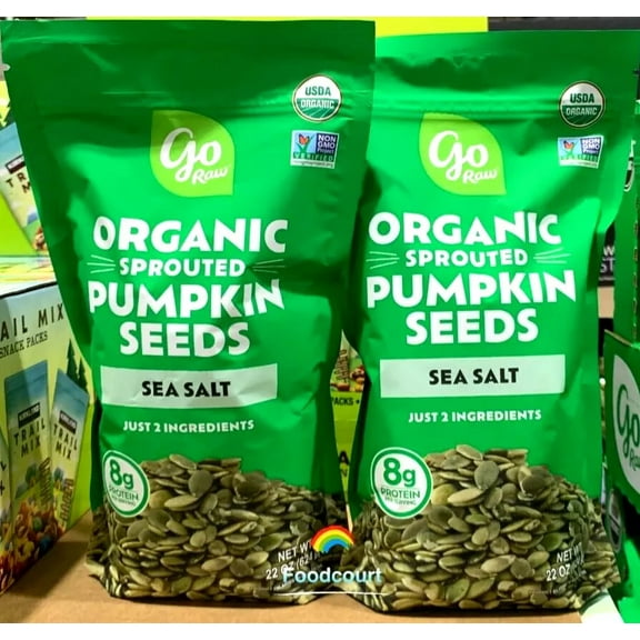 2 Packs Go Raw Organic Sprouted Pumpkin Seeds with Sea Salt 22 oz Each