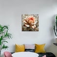 thumbnail image 3 of HFDF Bathroom Wall Art Pink and White Flower Canvas Pink Rose Pictures Wall Decor Abstract Floral Art Prints Modern Artwork Picture for Bathroom Living Room Kitchen Decroations 16x20inch Framed, 3 of 7
