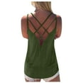 thumbnail image 1 of QUINDOS Débardeurs pour Femmes Été Vert Armée Coton Entraînement Mode Uni Camisole Col Rond Ample Sans Manches Chandail à Enfiler Hauts Blouse Camisoles pour Femmes, 1 of 6