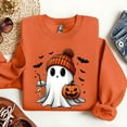 thumbnail image 2 of MYFLOCY Halloween Sweatshirts for Women Orange Ghost Pumpkin Bat Pullover Shirts Crewneck Sweaters Clothes ( L ), 2 of 7