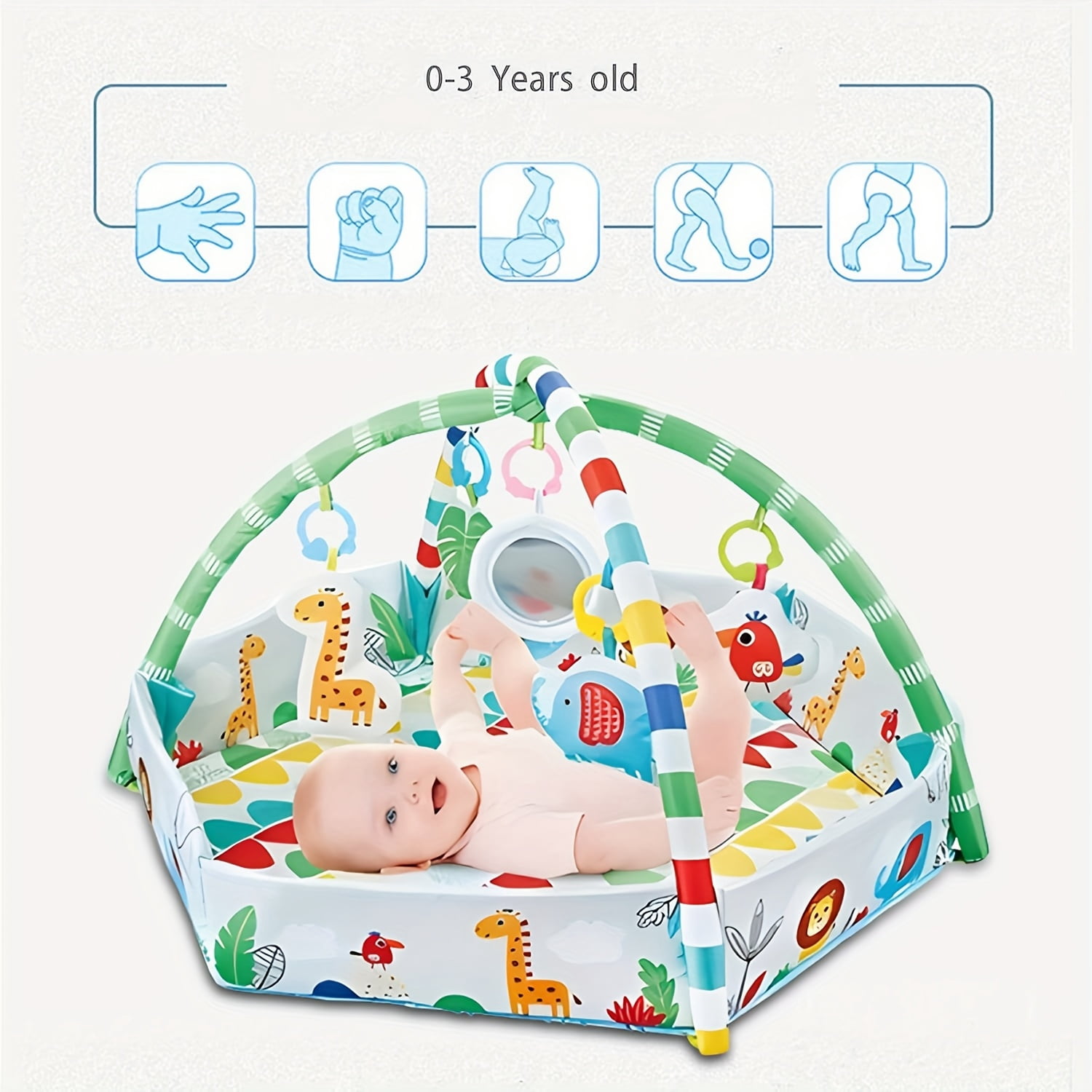 Chak’s Choice Baby Gym play mat, Tummy time mat, children's floor mat, children's learning sensory toys, motor skills development, suitable for 0-12 months baby