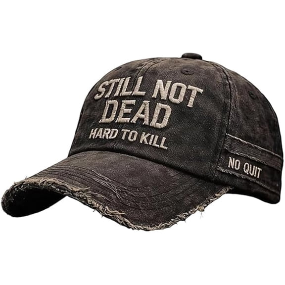 Still Not Dead Hat Hard to Kill Cap,Retro Washed Cotton Adjustable Funny Baseball Cap(black)