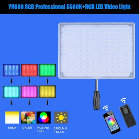 YONGNUO YN600 RGB Professional 5500K+RGB LED Video Light Soft Light Slim & Light Design Adjustable Brightness CRI≥95 with Remote Controller Support APP Remote Control Studio (Best Home Design App)